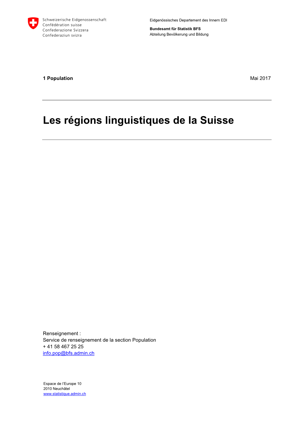 Les Régions Linguistiques De La Suisse