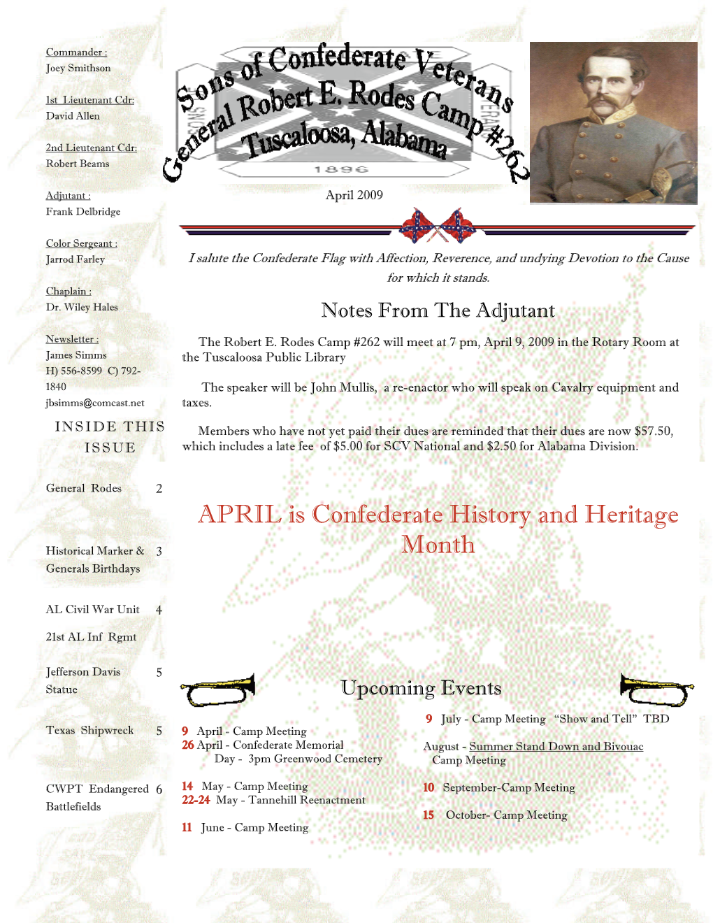 April 2009 Rodes Camp Newsletter