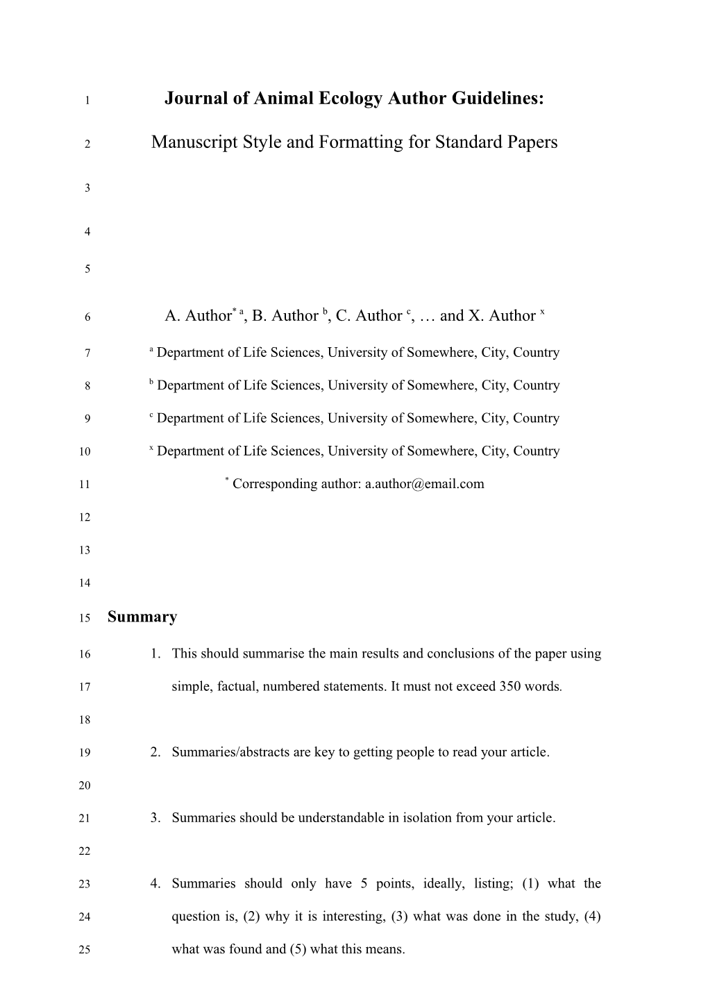 Functional Ecology Author Guidelines