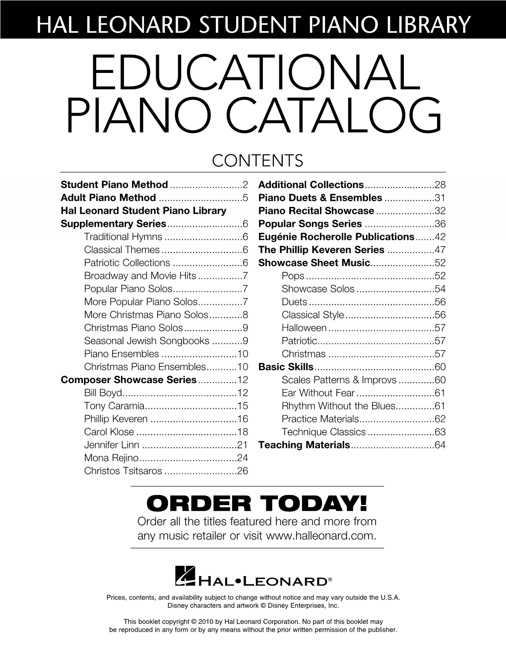 Educational Piano Catalog