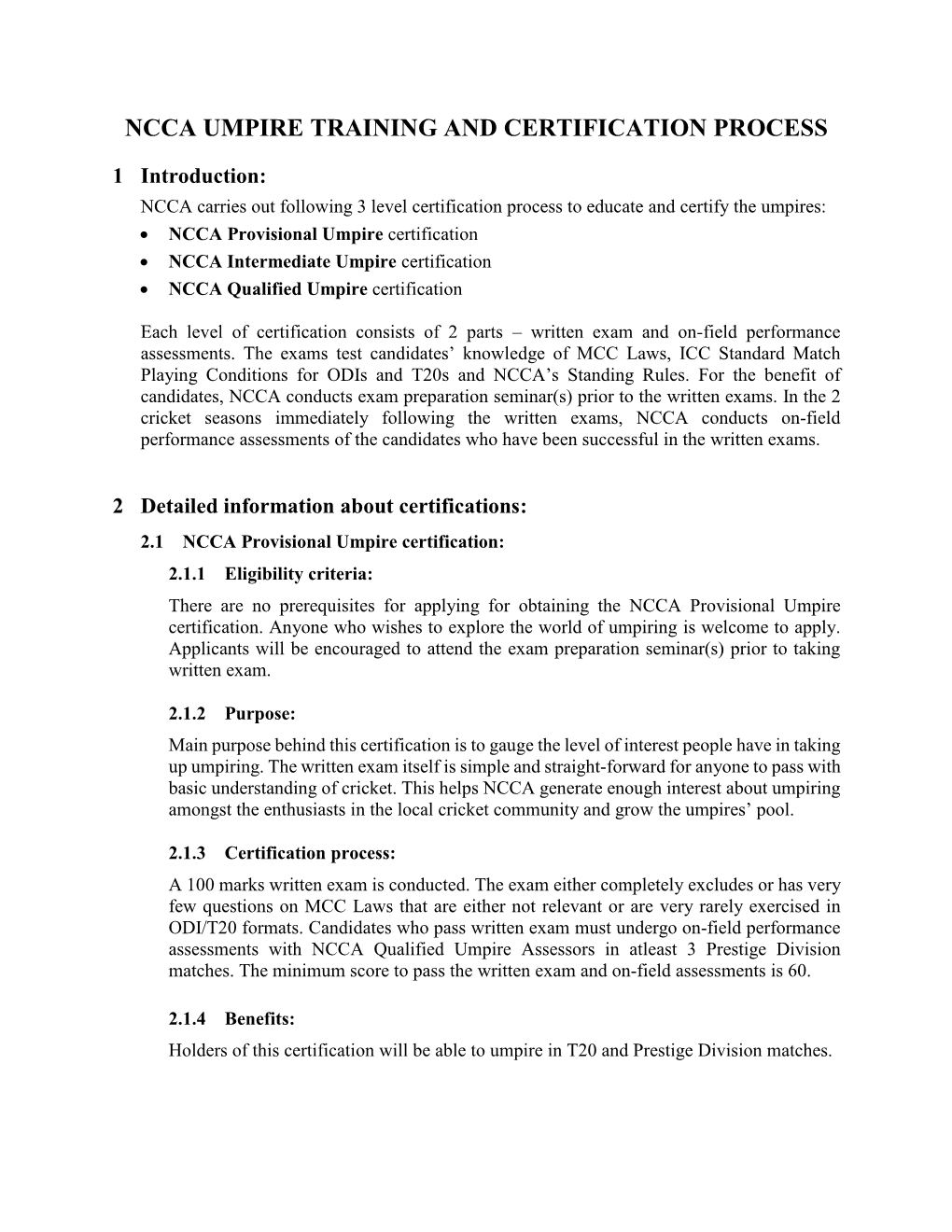 Ncca Umpire Training and Certification Process