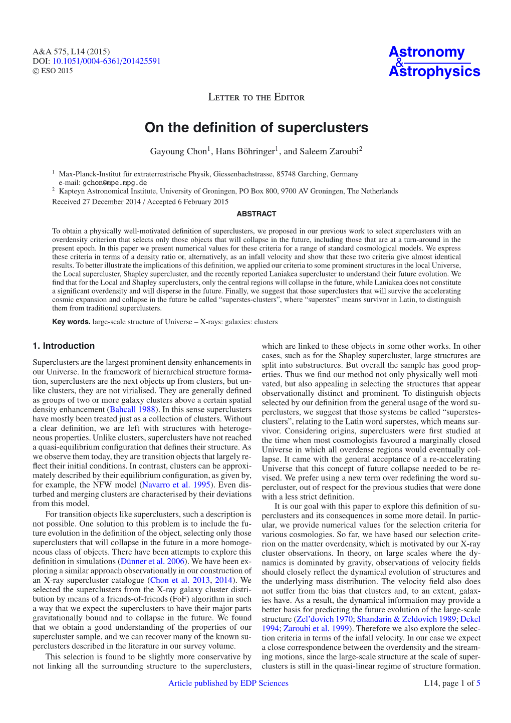 On the Definition of Superclusters