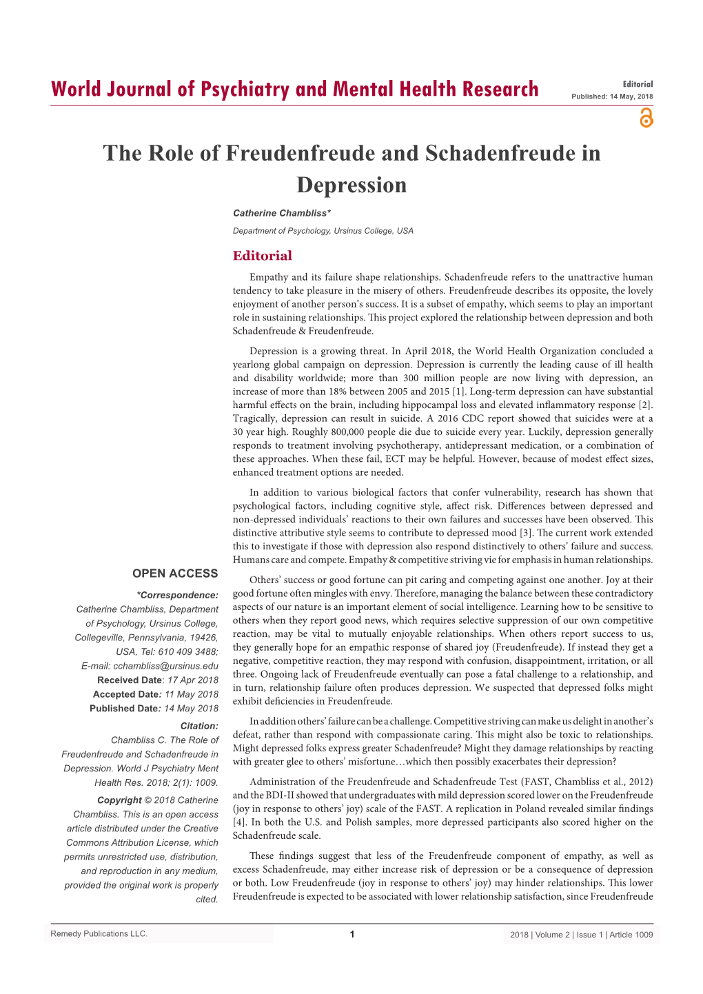 The Role of Freudenfreude and Schadenfreude in Depression