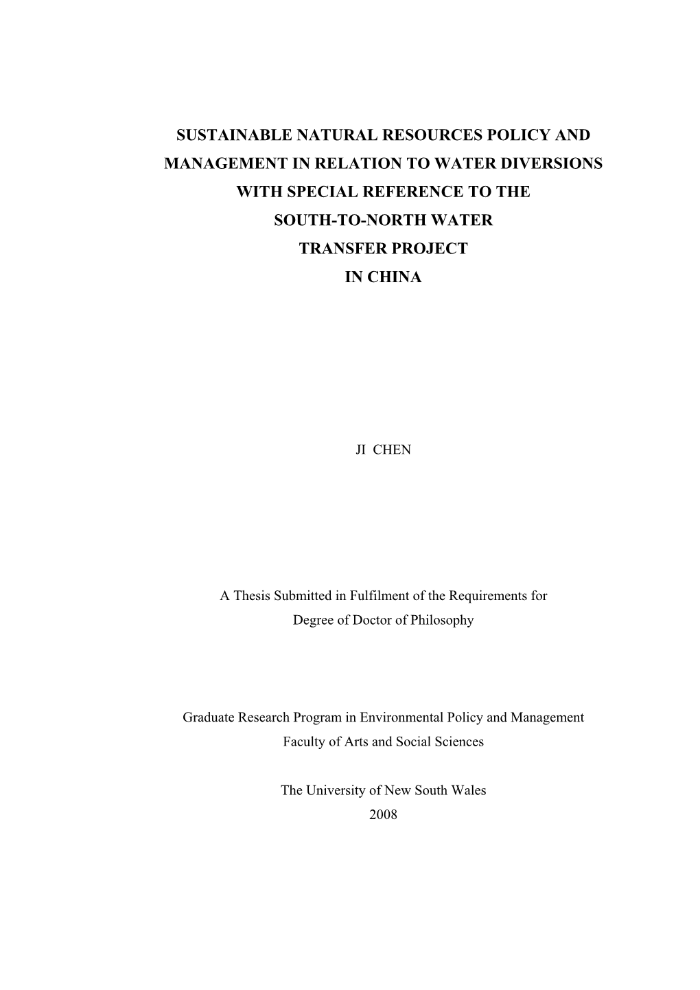 Sustainable Development, Policy Processes, and Natural Resource Management