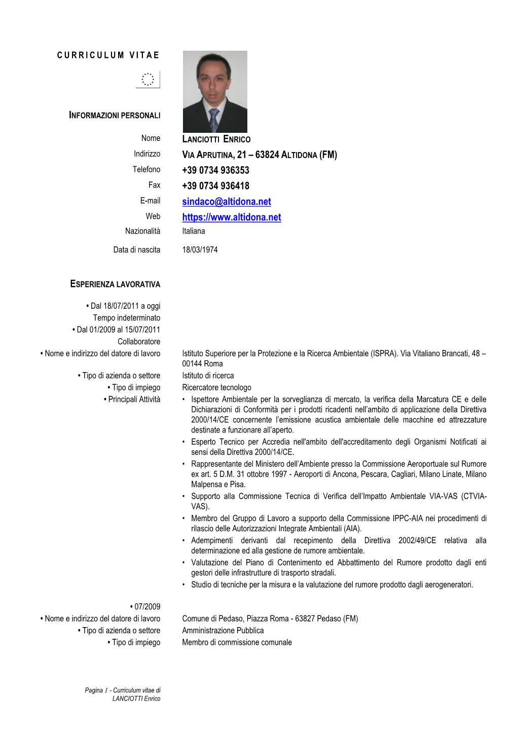 Formato Europeo Per Il Curriculum Vitae