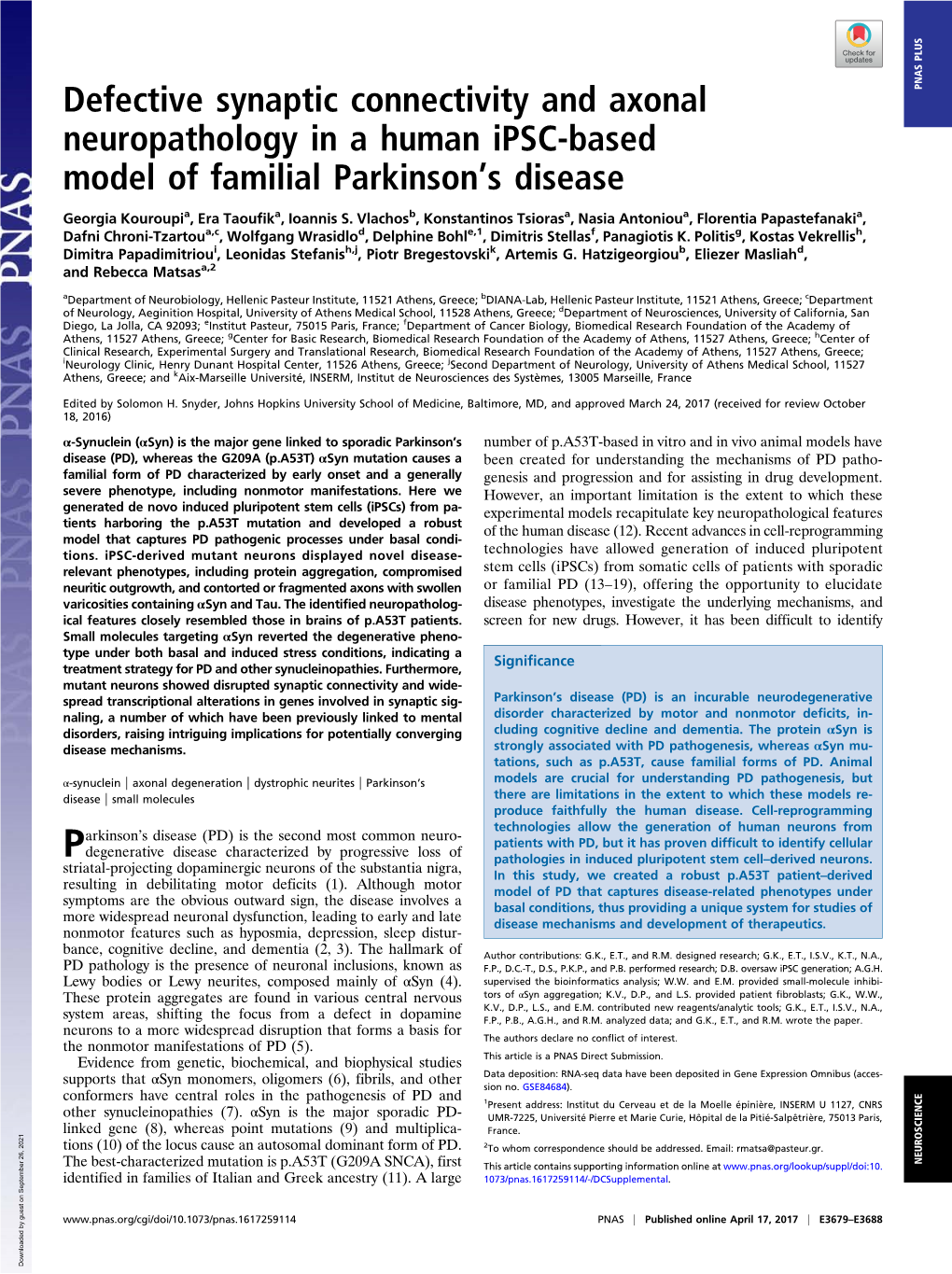 Defective Synaptic Connectivity and Axonal Neuropathology in a Human