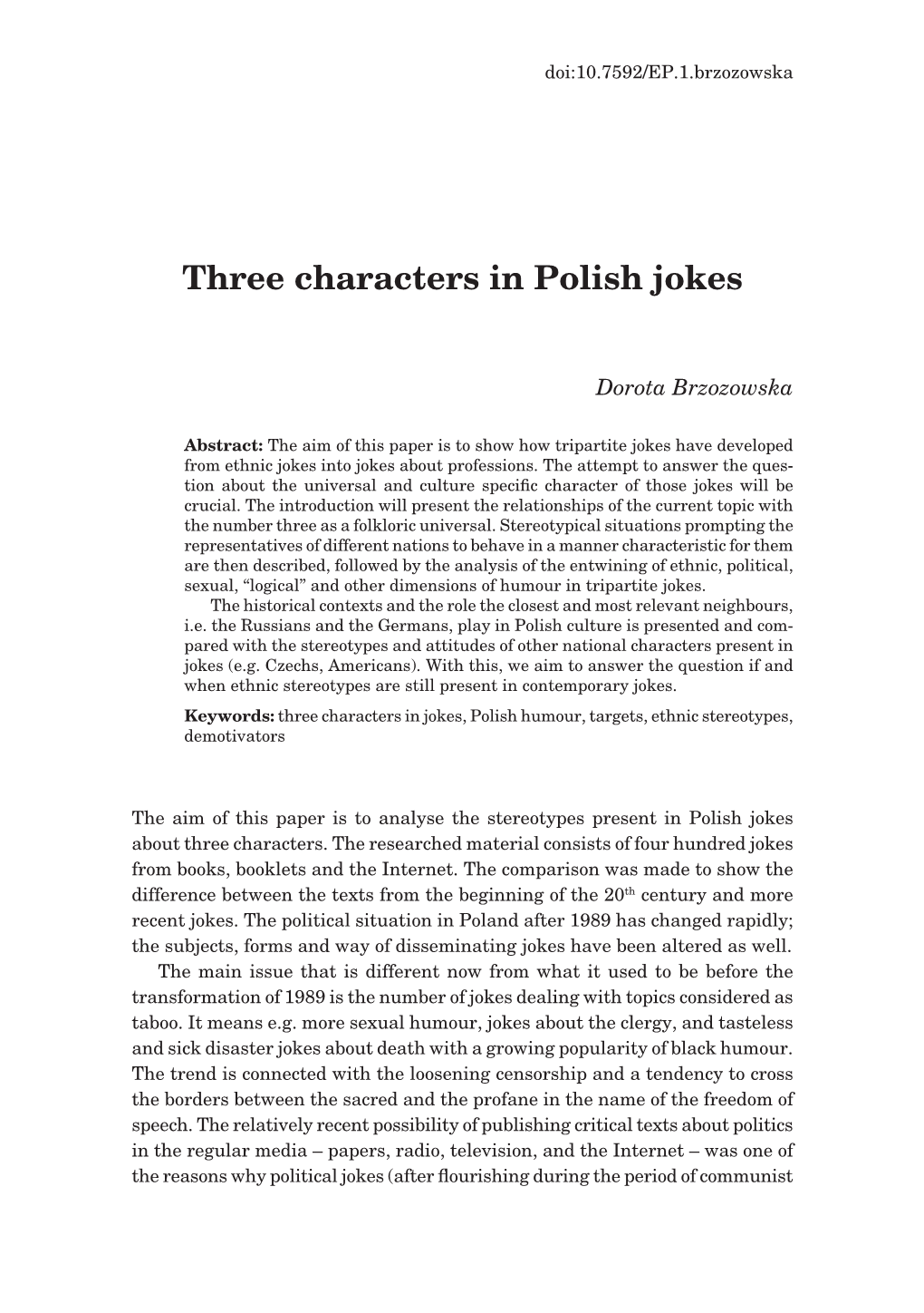 Three Characters in Polish Jokes