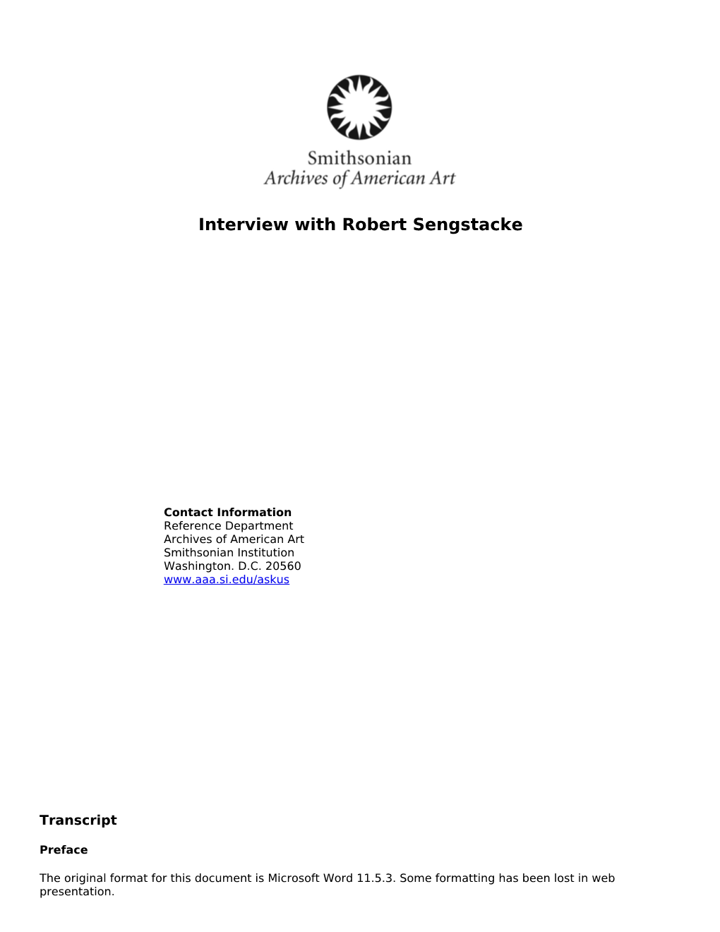 Interview with Robert Sengstacke