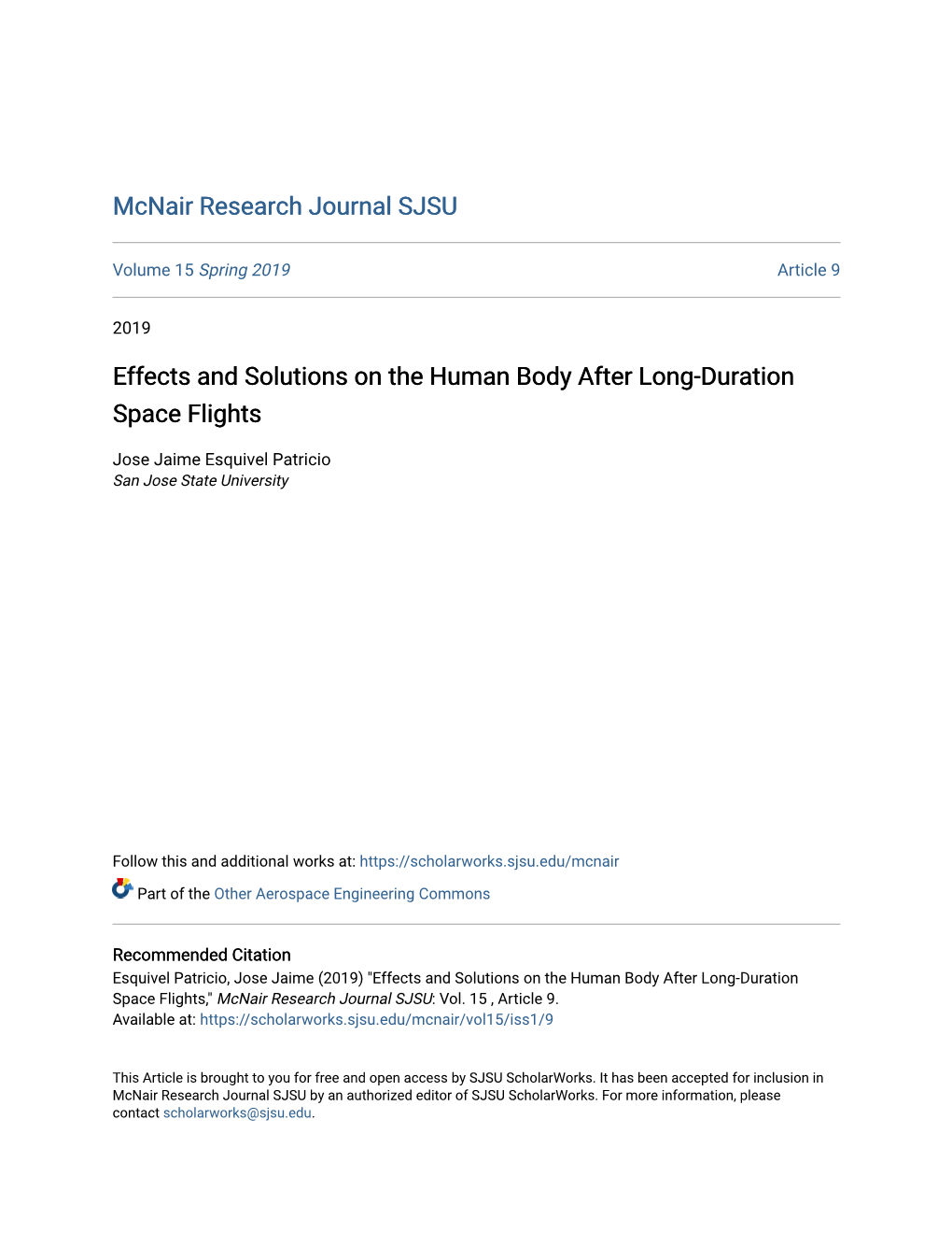 Effects and Solutions on the Human Body After Long-Duration Space Flights