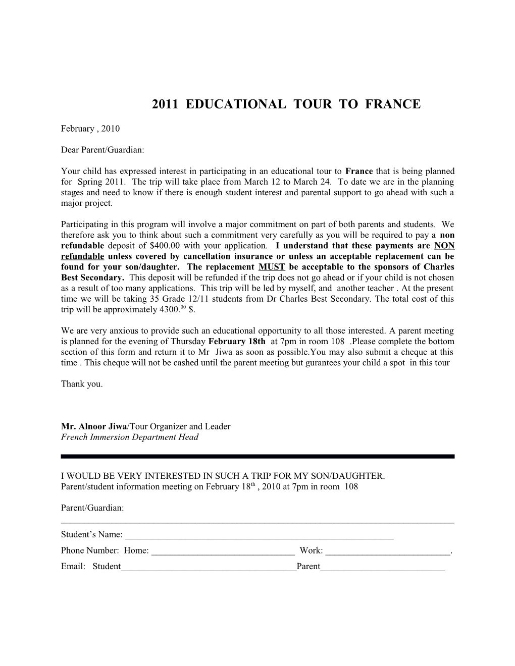 2011 Educational Tour to France