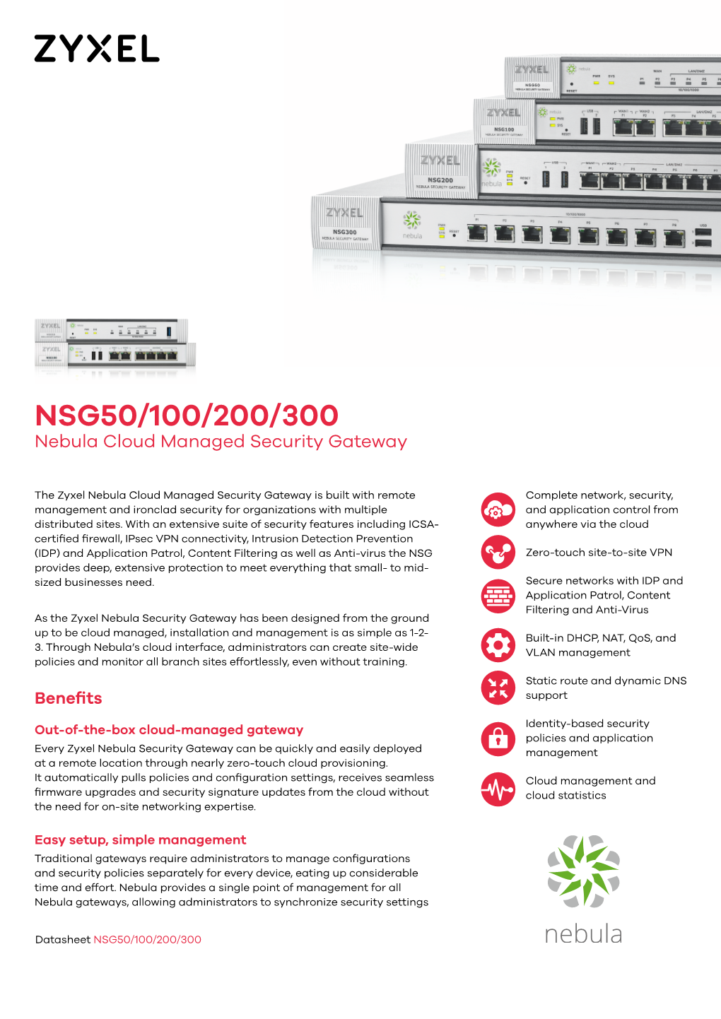 NSG50/100/200/300 Nebula Cloud Managed Security Gateway
