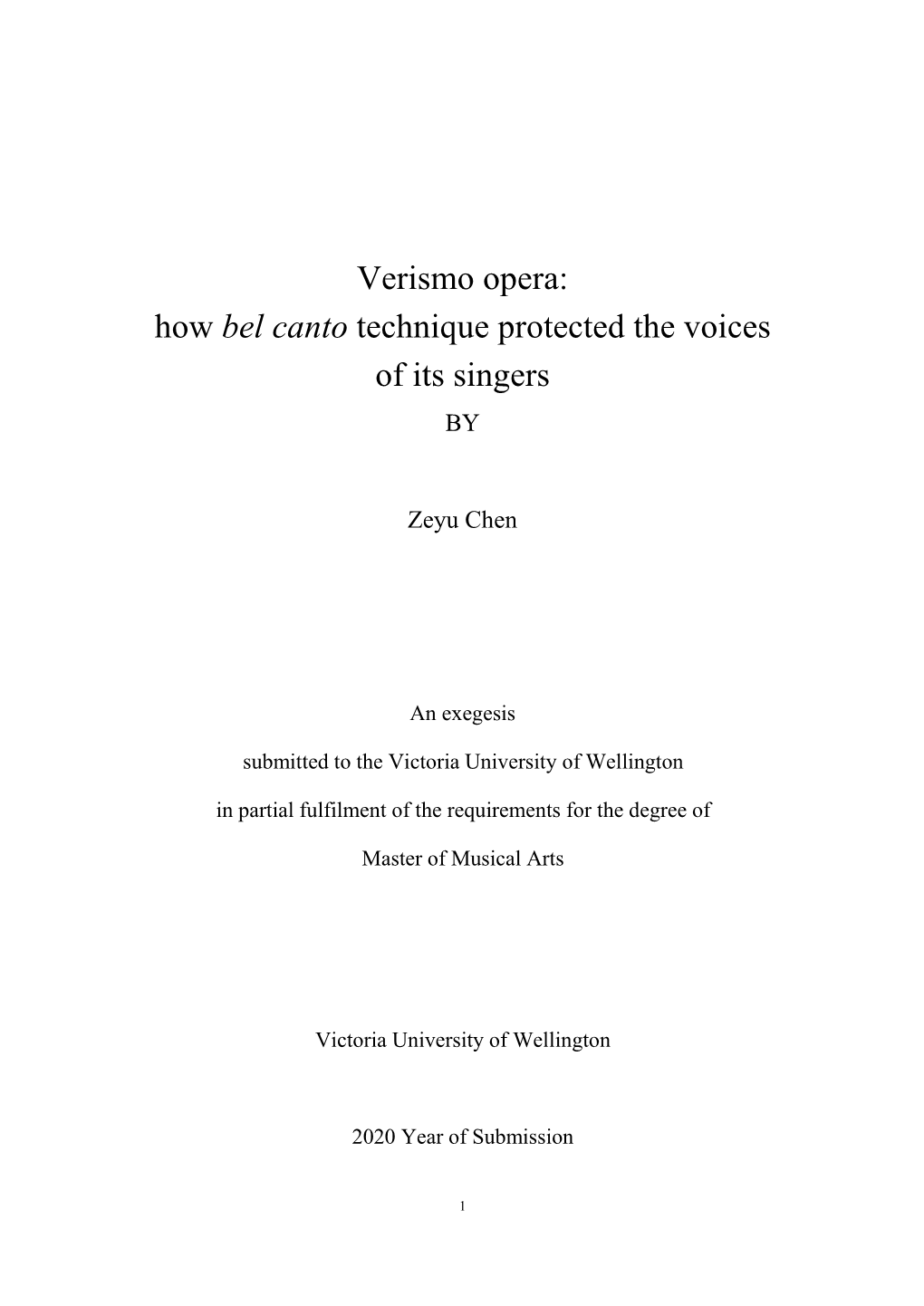 Verismo Opera: How Bel Canto Technique Protected the Voices of Its Singers BY