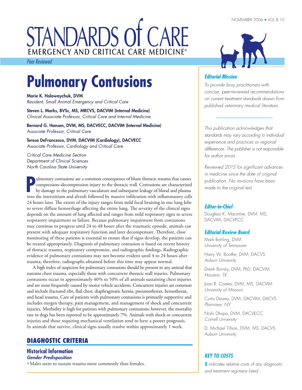 Pulmonary Contusions to Provide Busy Practitioners with Concise, Peer-Reviewed Recommendations Marie K