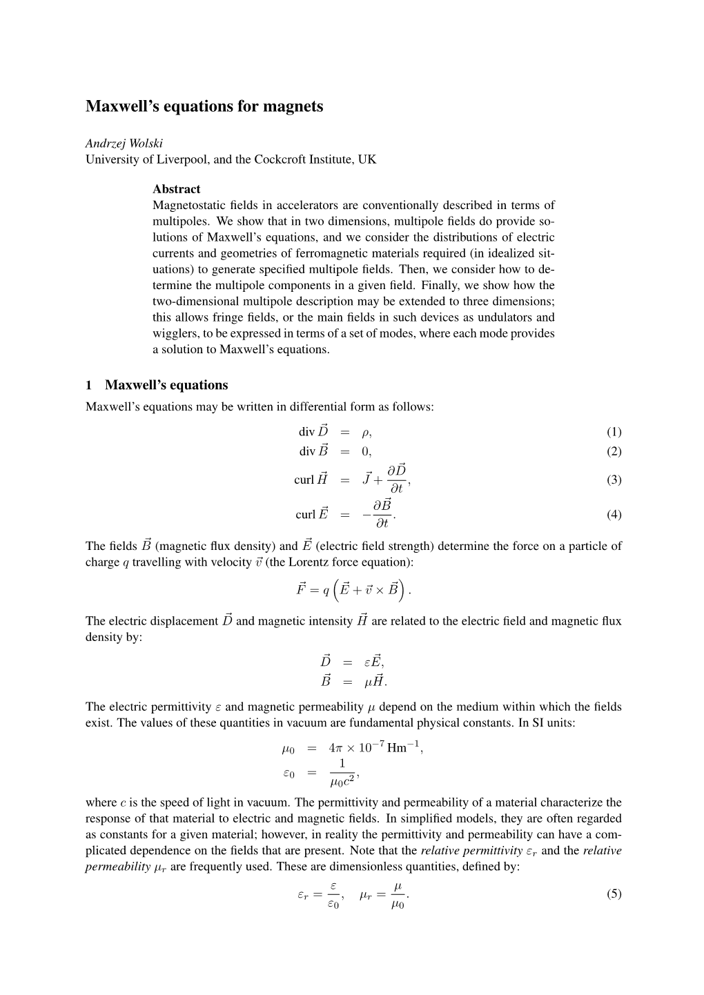 Maxwell's Equations for Magnets