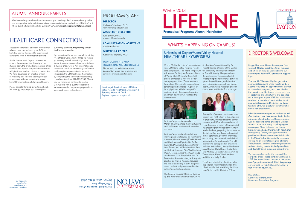 Lifeline, Winter 2013