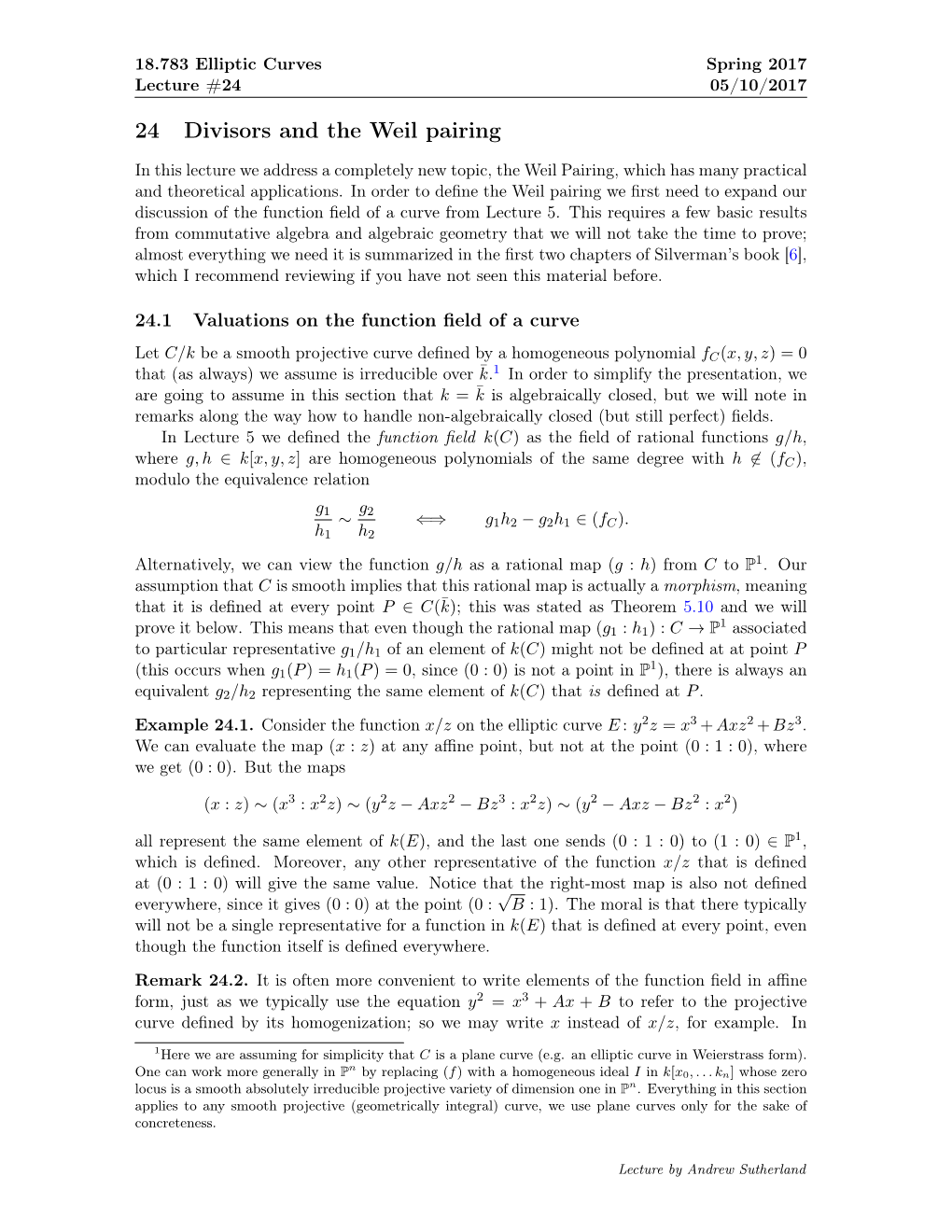 24 Divisors and the Weil Pairing