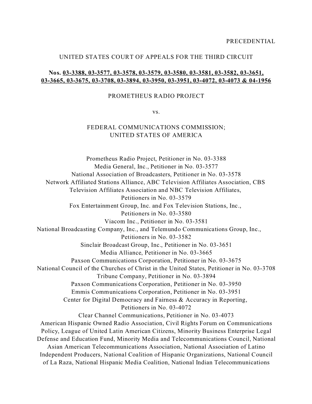 Precedential United States Court of Appeals for The