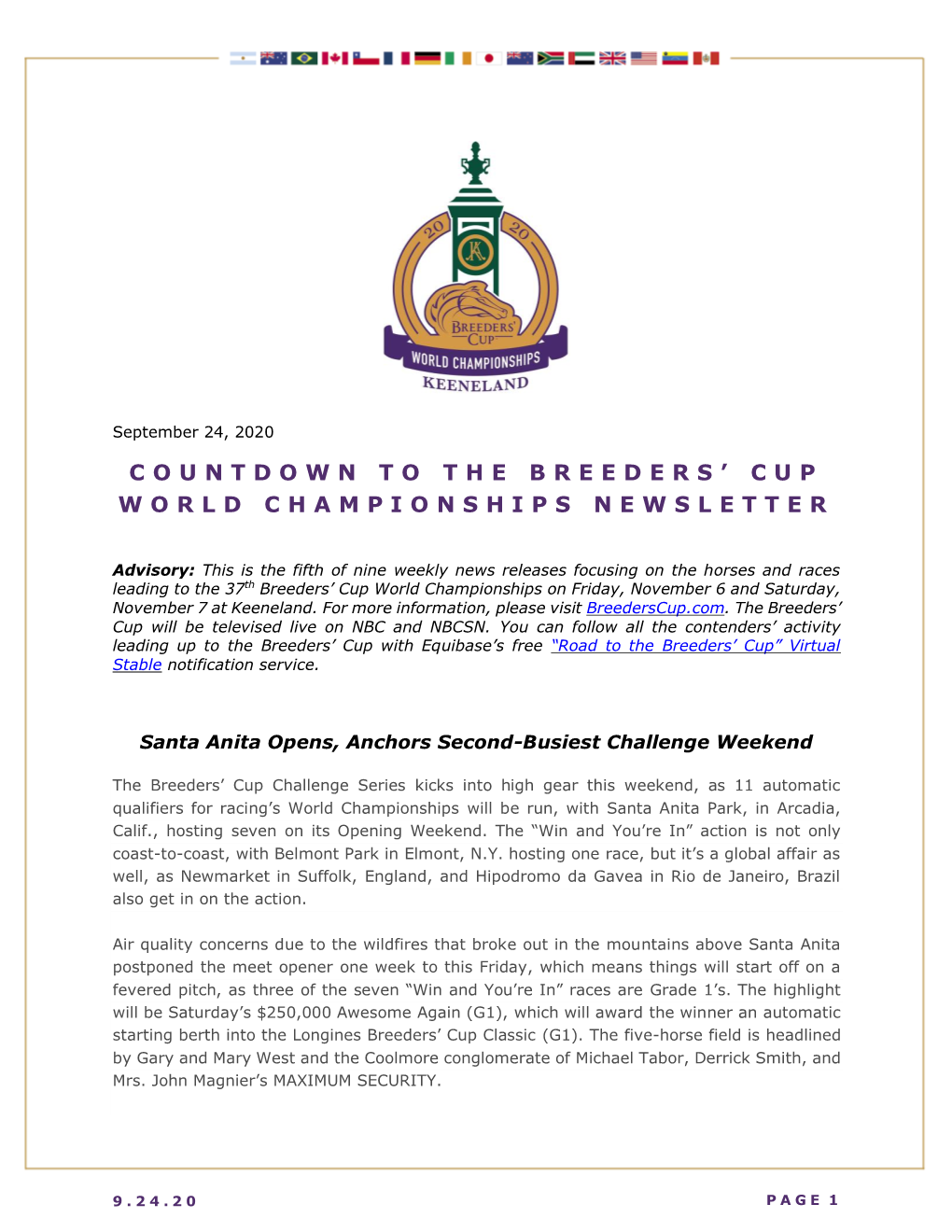 Cup World Championships Newsletter