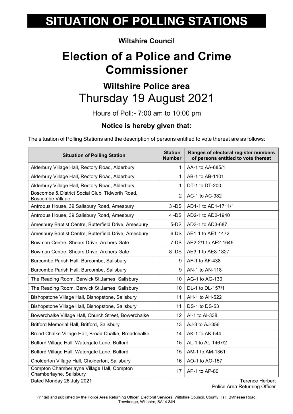 Situation of Polling Stations