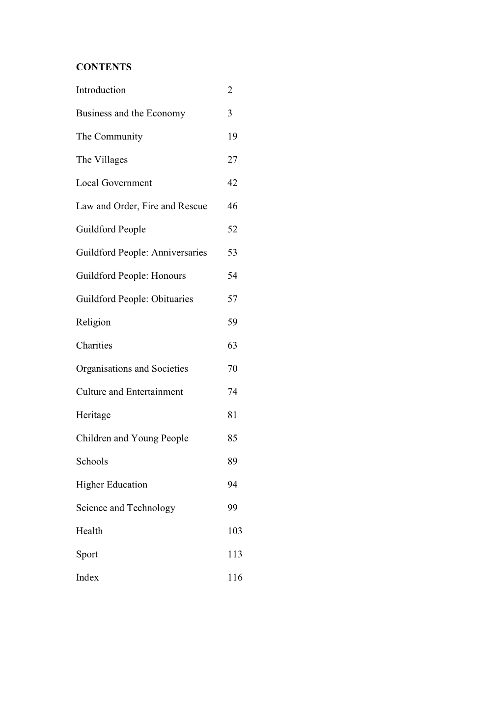 CONTENTS Introduction 2 Business and the Economy 3 the Community