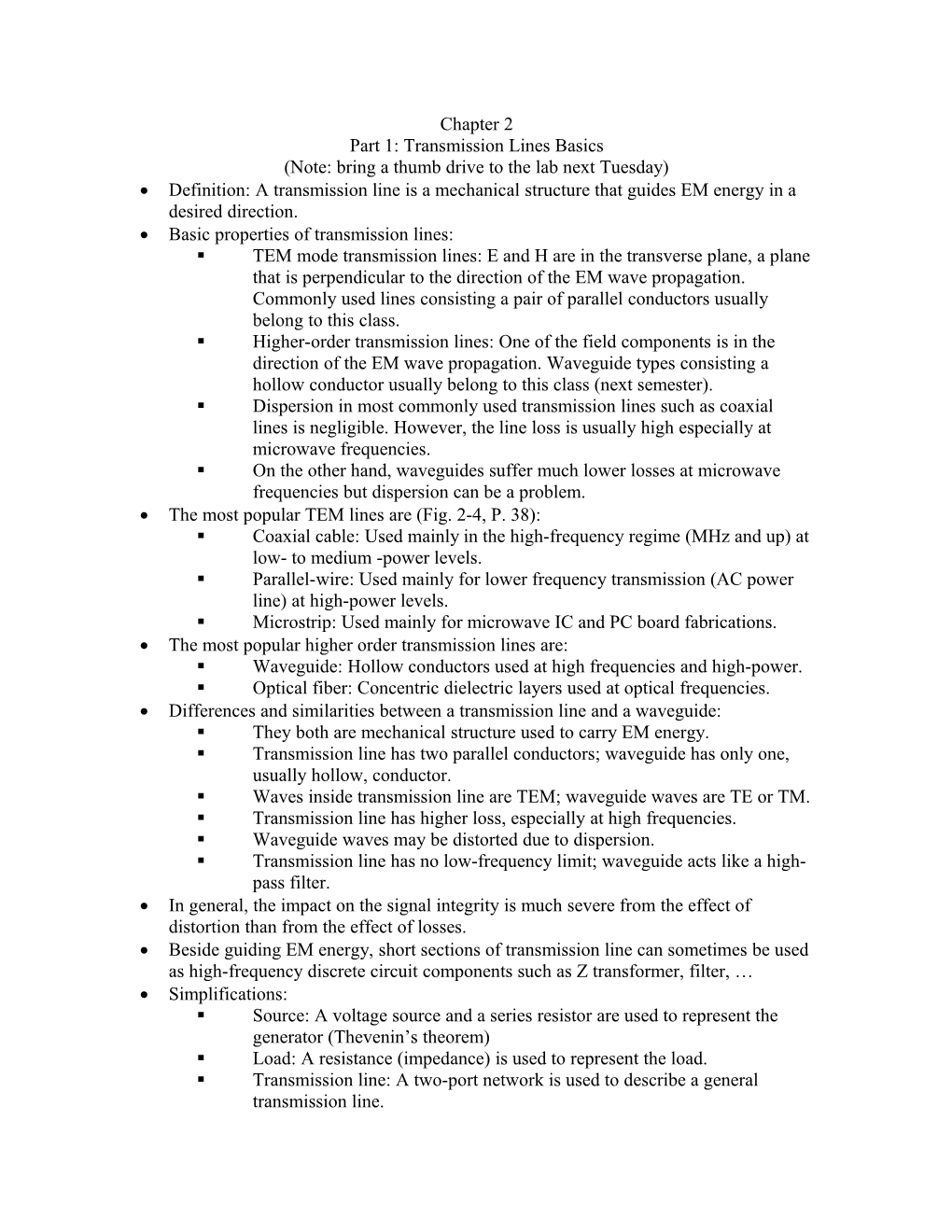 Part 1: Transmission Lines Basics