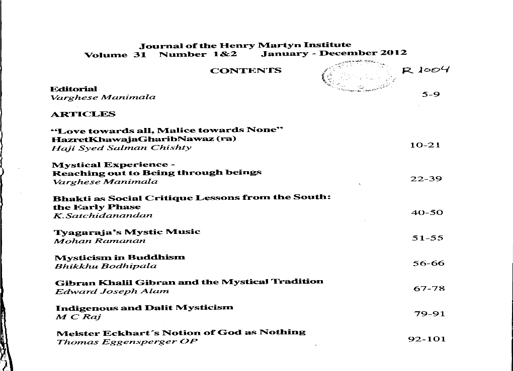 Journal of the Henry Martyn Institute Volume 31 Number 1&2 January