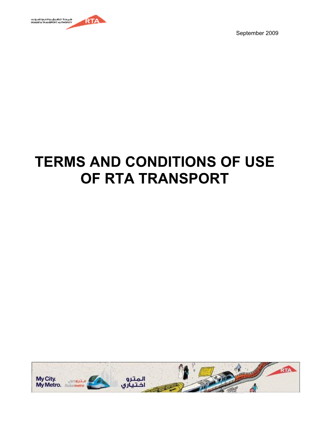 Terms and Conditions of Use of Rta Transport