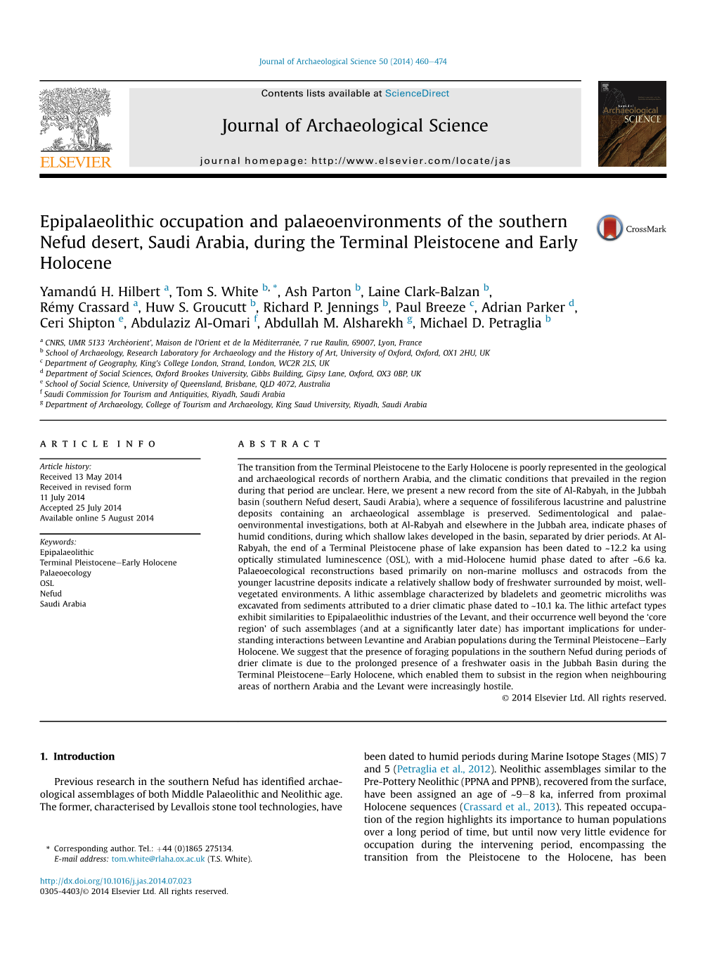 Epipalaeolithic Occupation and Palaeoenvironments of the Southern Nefud Desert, Saudi Arabia, During the Terminal Pleistocene and Early Holocene