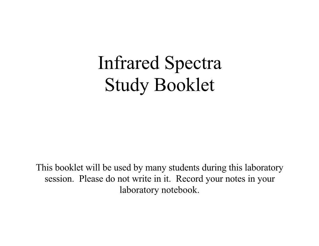 Infrared Spectra Study Booklet