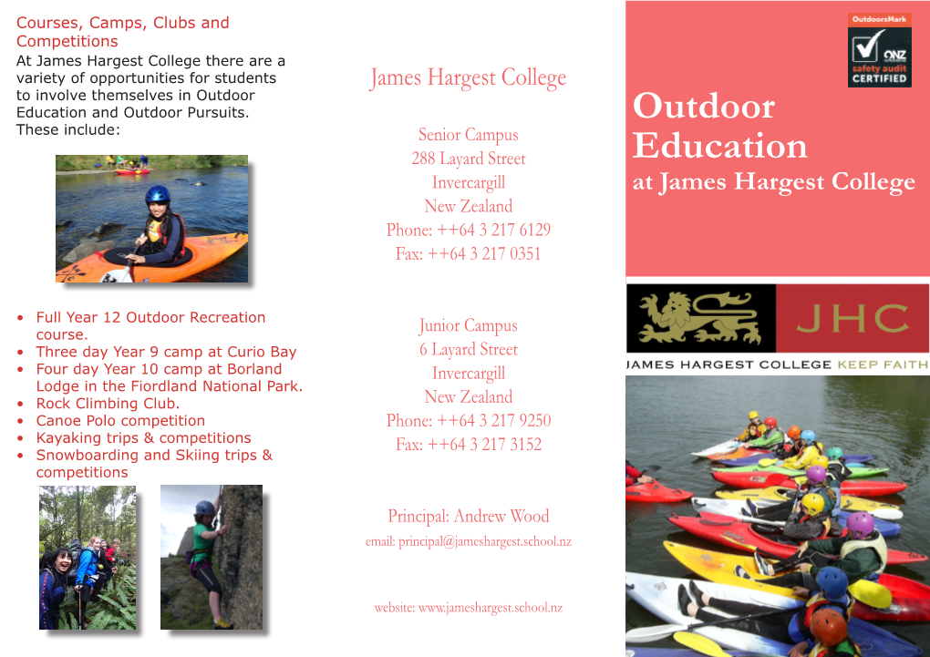 Outdoor Education at James Hargest College