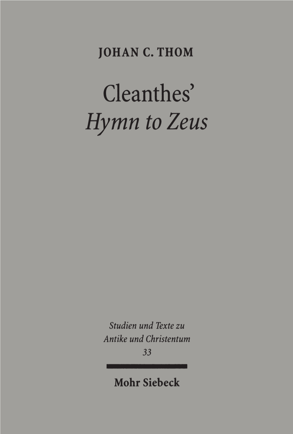 Cleanthes' Hymn to Zeus