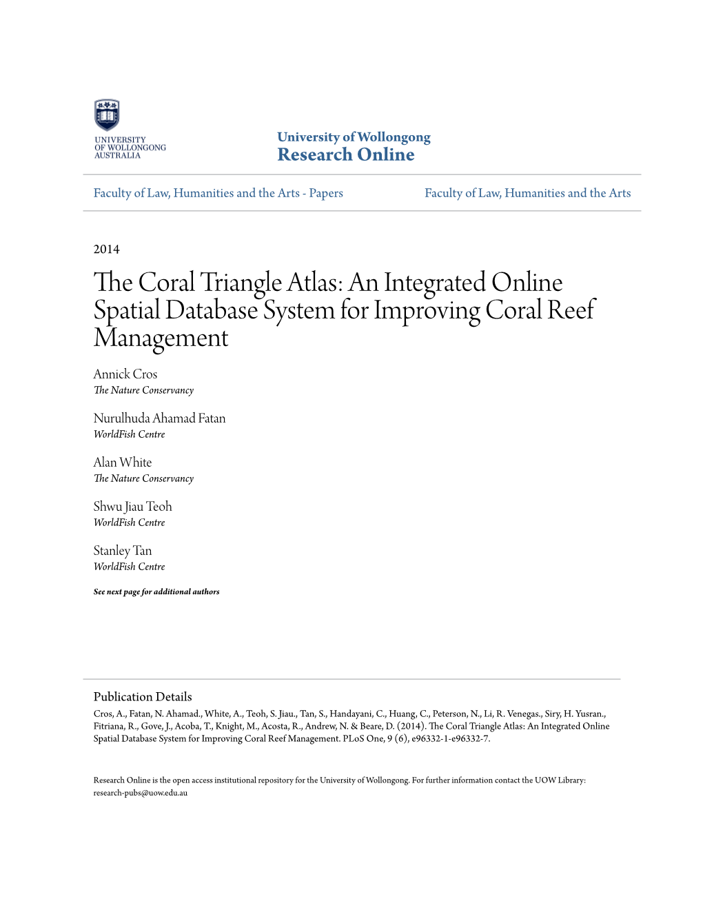 The Coral Triangle Atlas: an Integrated Online Spatial Database System for Improving Coral Reef Management