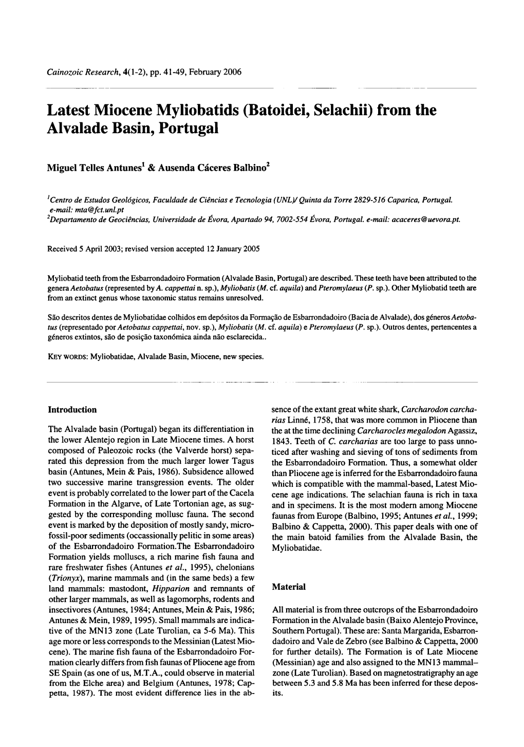 Myliobatids (Batoidei, Selachii) from The