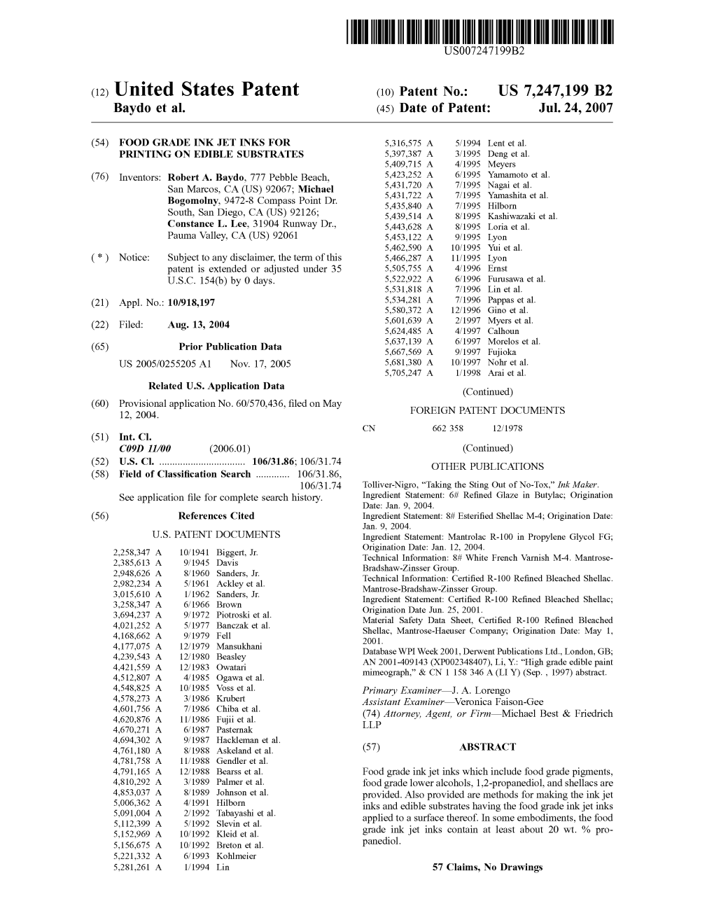 (12) United States Patent (10) Patent No.: US 7,247,199 B2 Bay Do Et Al