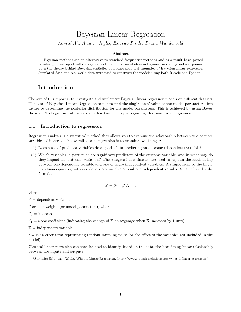 Bayesian Linear Regression Ahmed Ali, Alan N