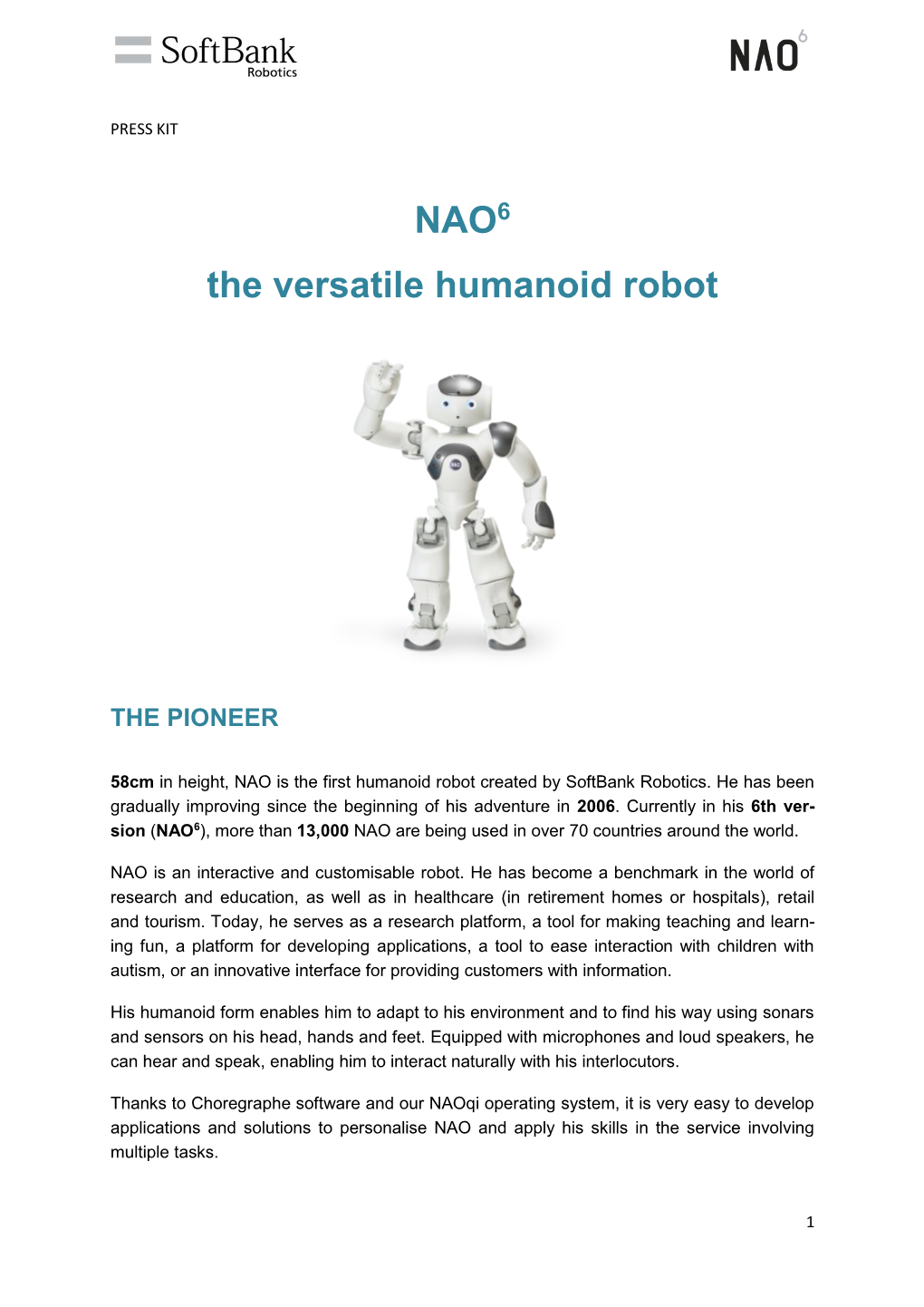 NAO6 the Versatile Humanoid Robot