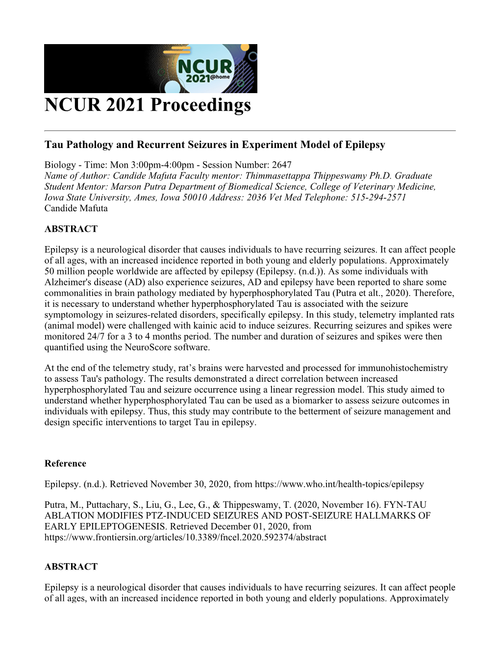 NCUR Proceedings