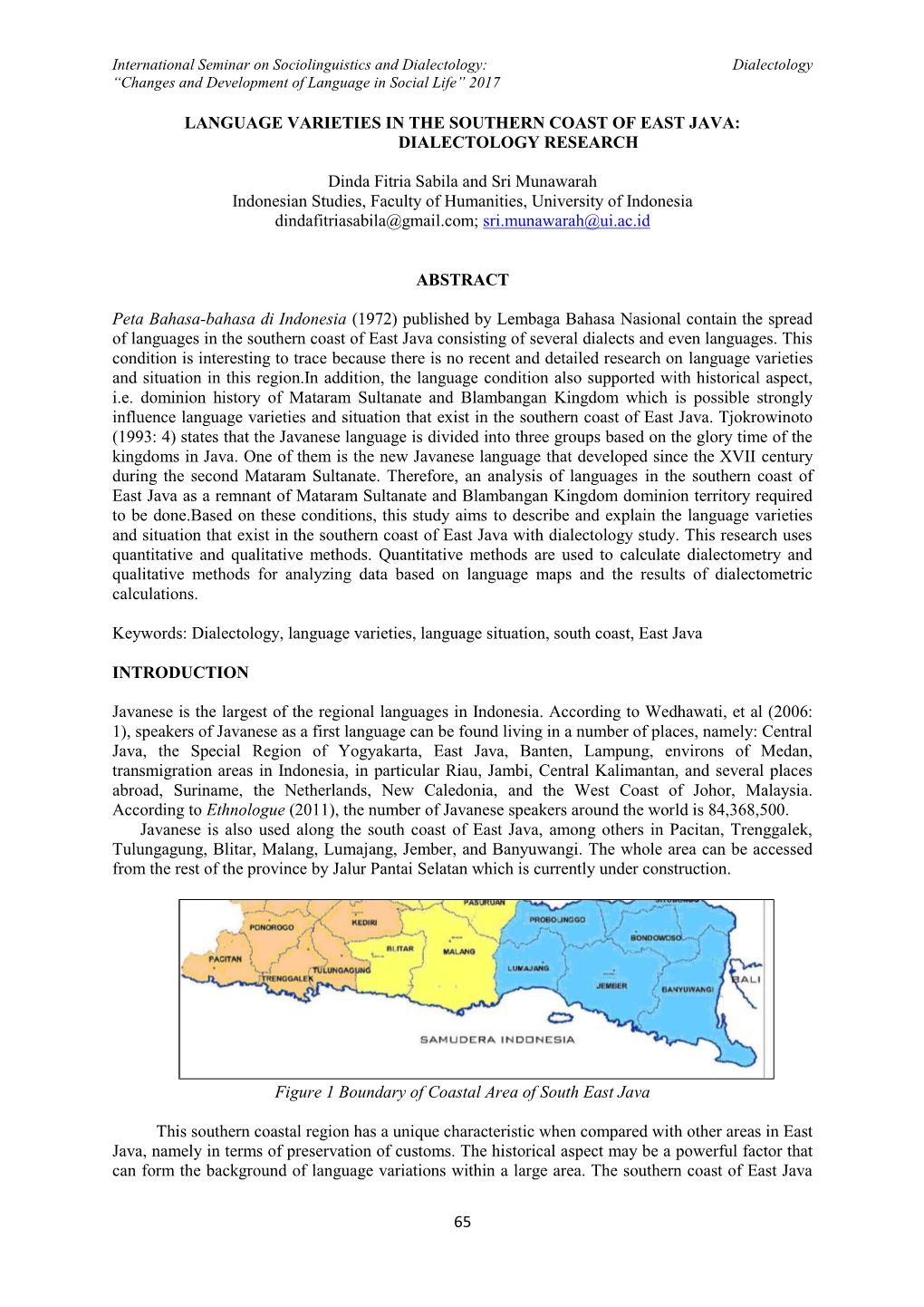 65 Language Varieties in the Southern Coast of East