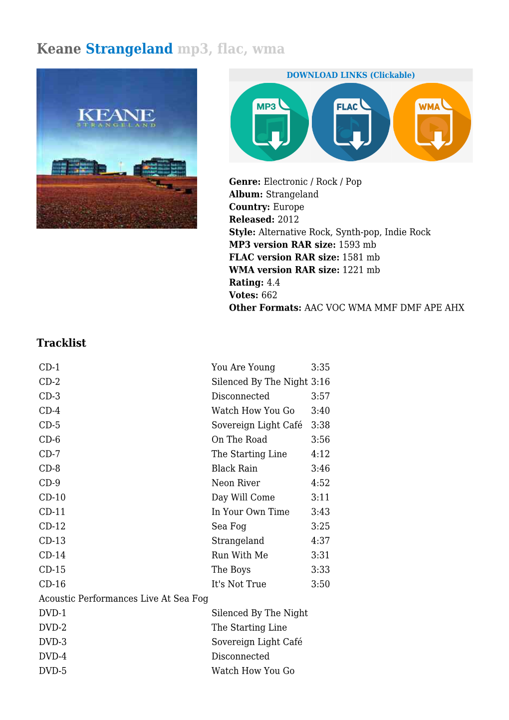 Keane Strangeland Mp3, Flac, Wma