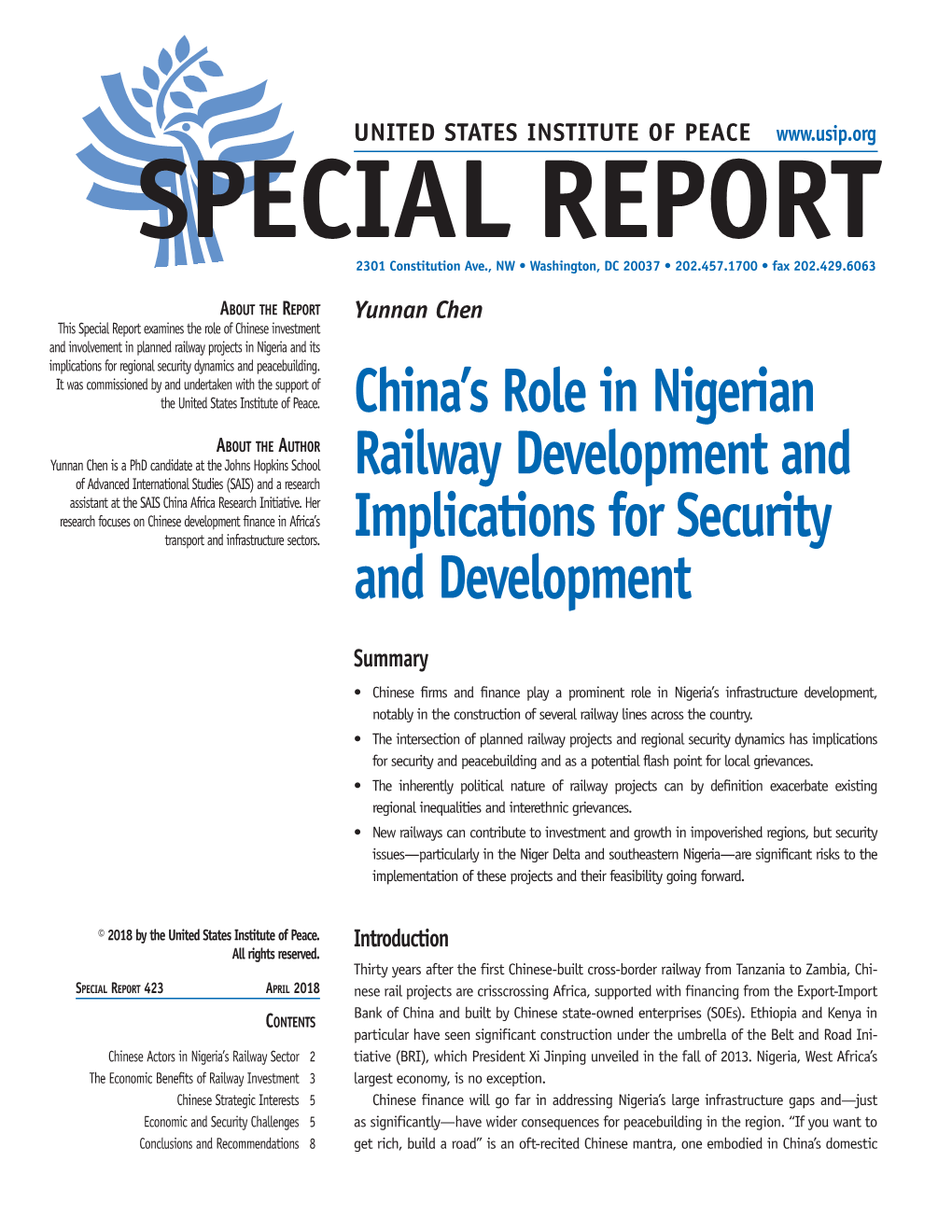 China's Role in Nigerian Railway Development and Implications For