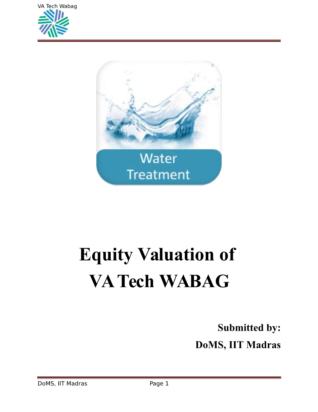 Equity Valuation of VA Tech WABAG