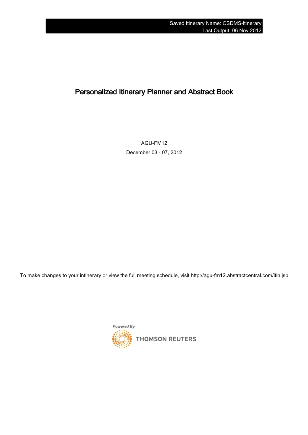 Personalized Itinerary Planner and Abstract Book