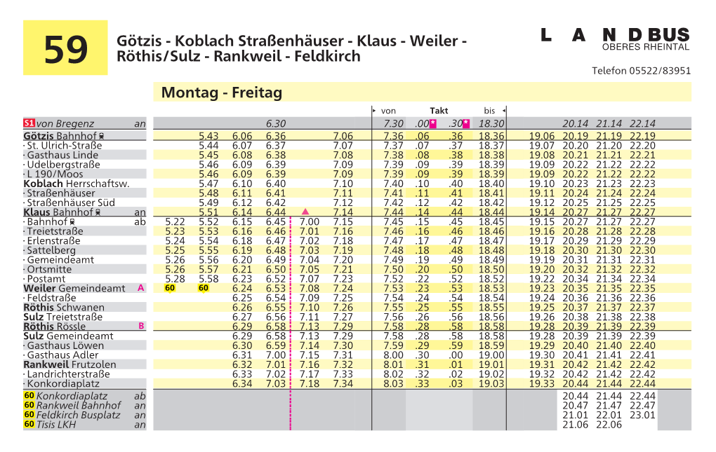 Linie 59 (Götzis – Koblach – Klaus – Weiler – Röthis/Sulz – Rankweil