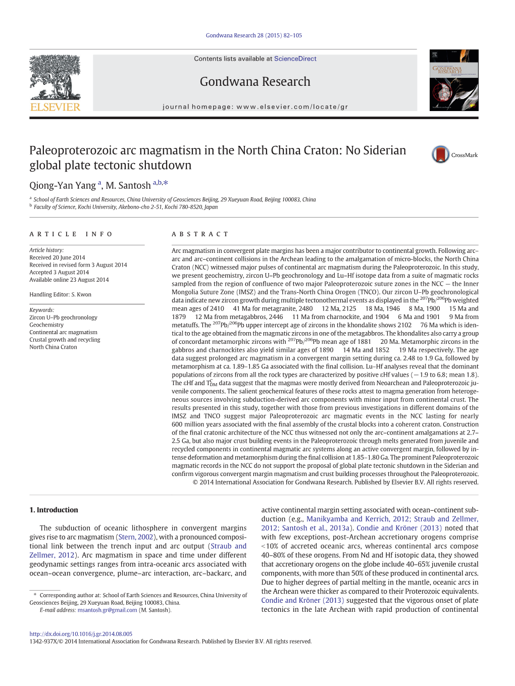 Paleoproterozoic Arc Magmatism in the North China Craton: No Siderian Global Plate Tectonic Shutdown