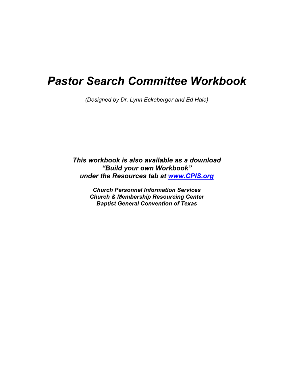 Pastor Search Committee Workbook