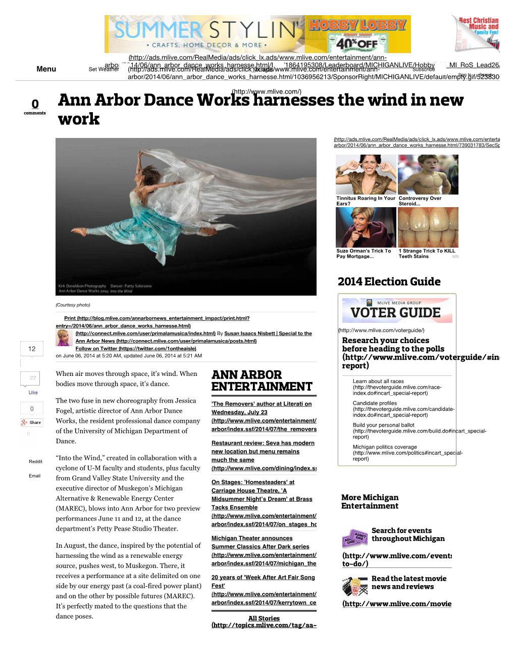 Ann Arbor Dance Works Harnesses the Wind in New Work | Mlive.Com