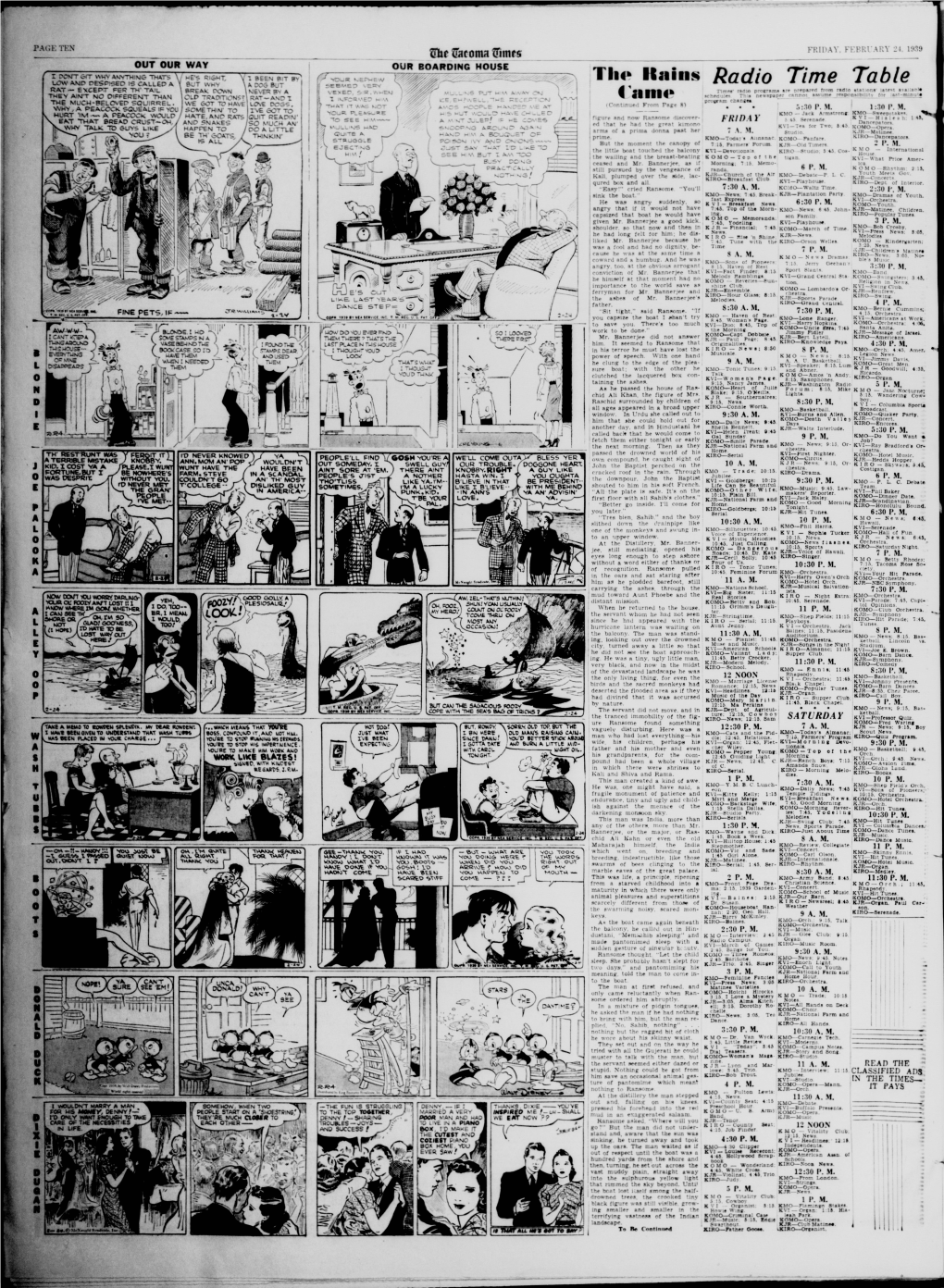 Radio Time Table (Continued Page 8) - - from - 5:30 P