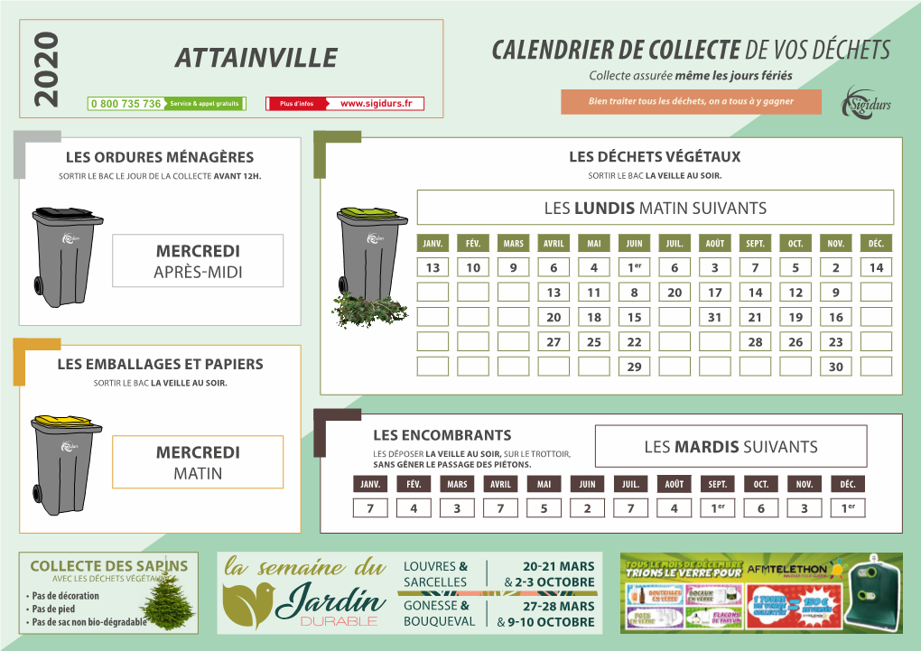 ATTAINVILLE CALENDRIER DE COLLECTE DE VOS DÉCHETS Collecte Assurée Même Les Jours Fériés