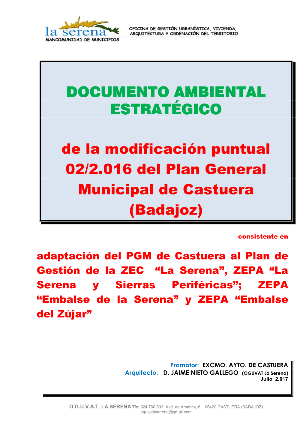 MOD 02 2016 PGM Castuera-DOCUMENTO AMBIENTAL ESTRATEGICO