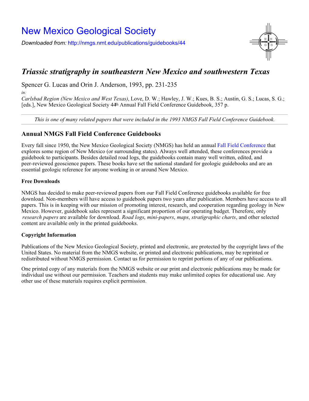 Triassic Stratigraphy in Southeastern New Mexico and Southwestern Texas Spencer G